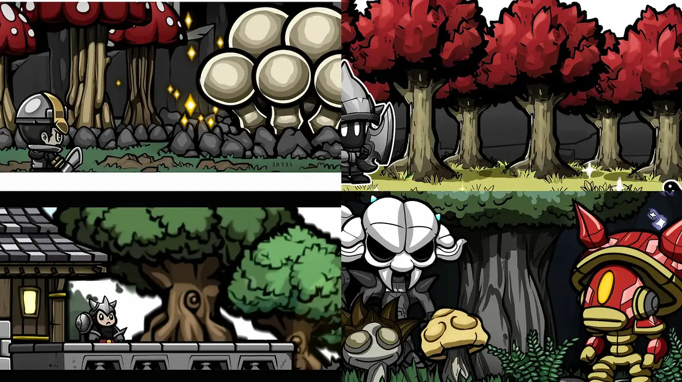 Playful and whimsical fantasy landscape with united stylistic elements - Midjourney sref style