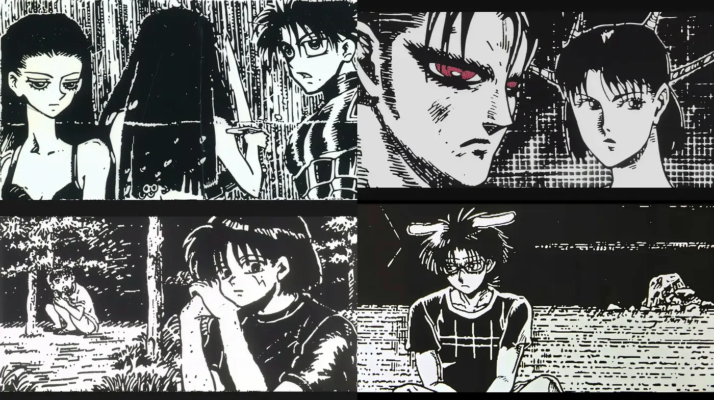 Intricate Monochromatic Manga-Inspired Tapestry - Midjourney sref style