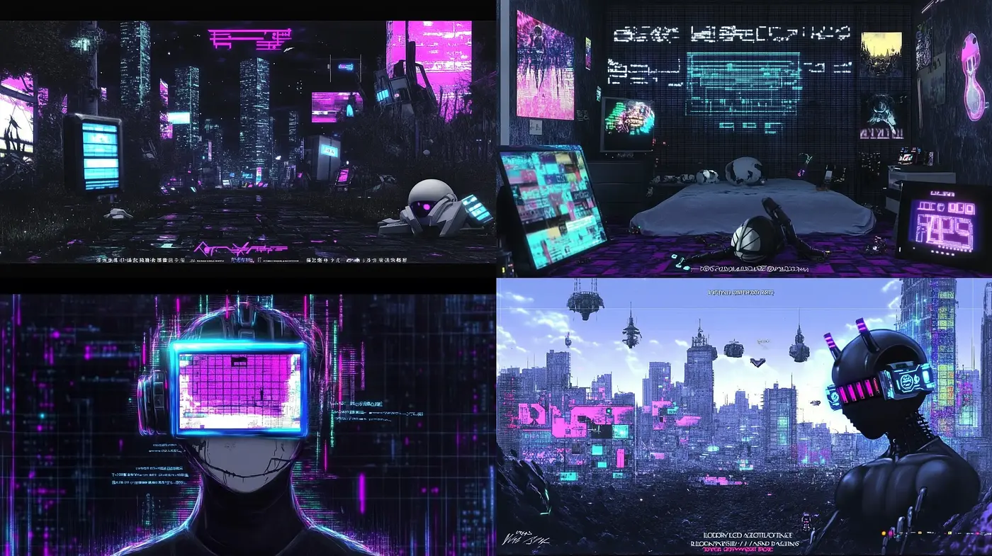 Neon Cyberpunk Dreamscape - Midjourney sref style