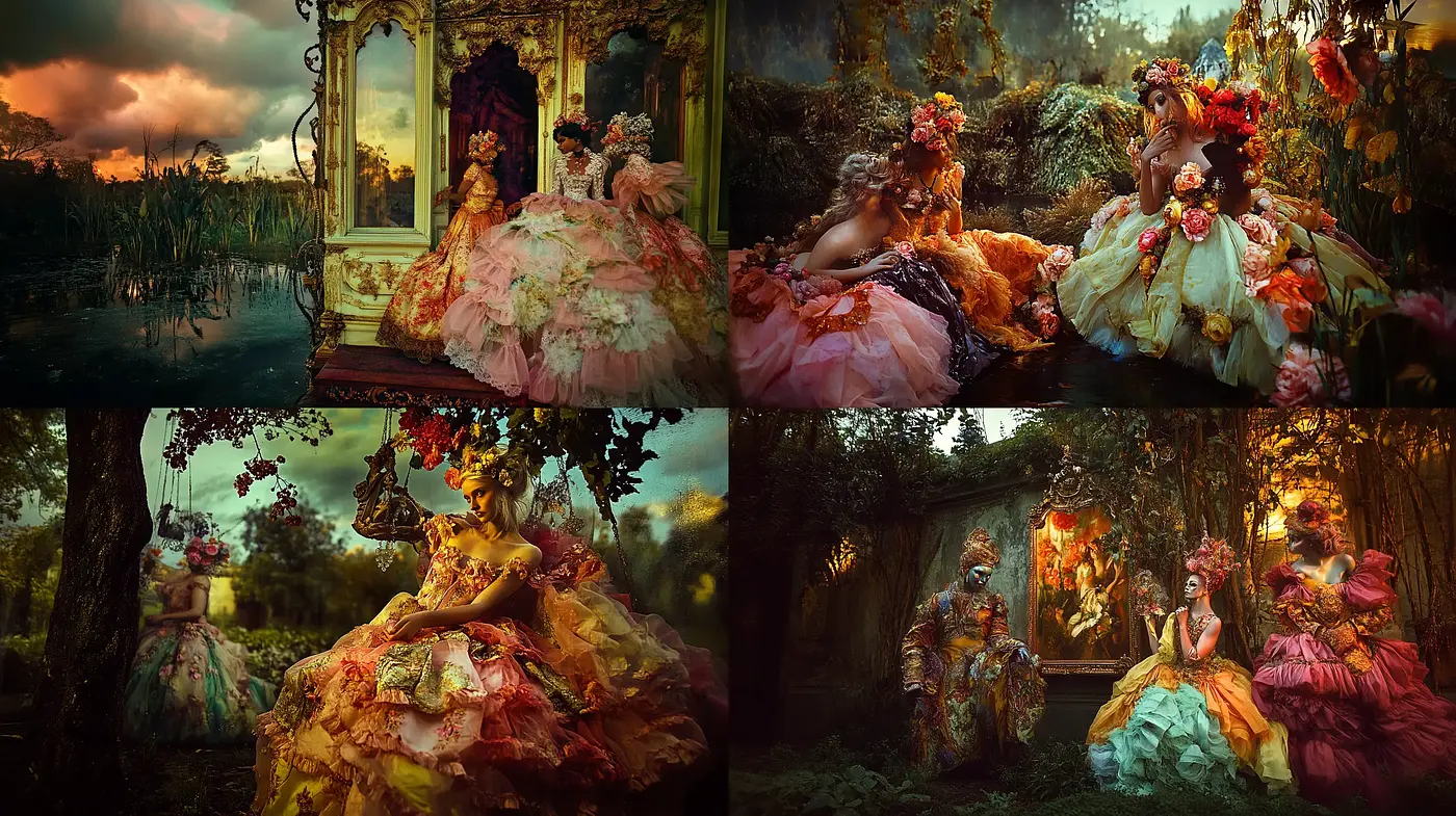 Baroque Reverie in an Enchanted Forest - Midjourney sref style