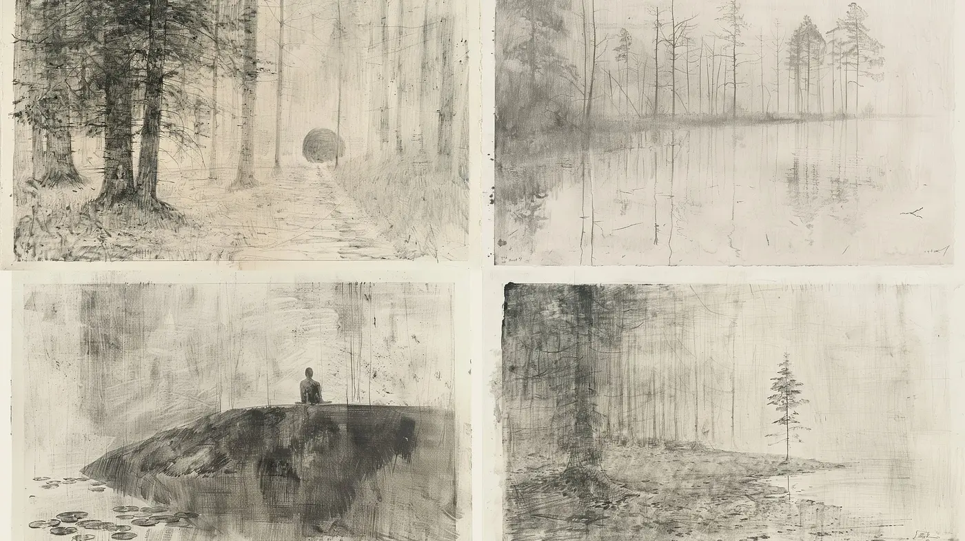 Ethereal Monochrome Forests: An Exploration of Subdued Tones and Textures - Midjourney sref style