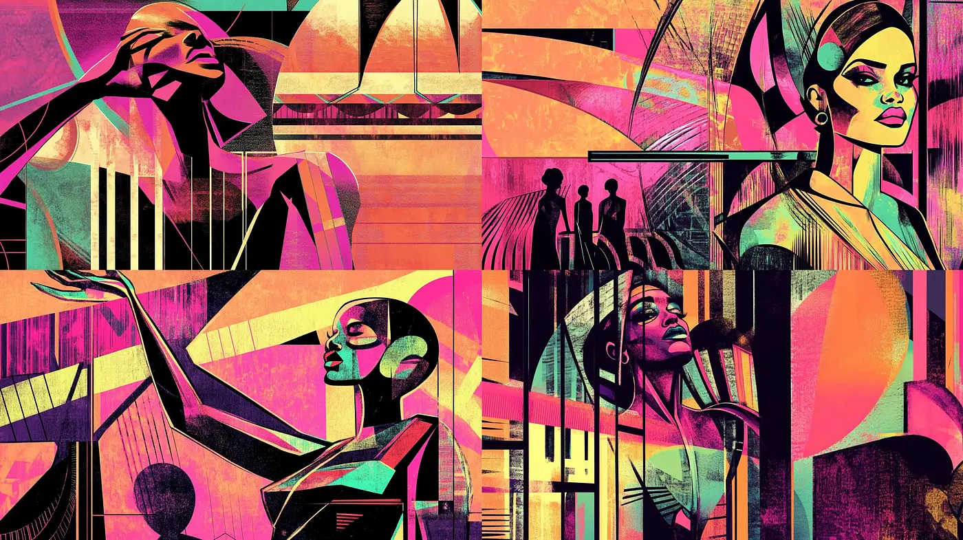 Abstract Geometric Harmony with Muted Retro Tones - Midjourney sref style