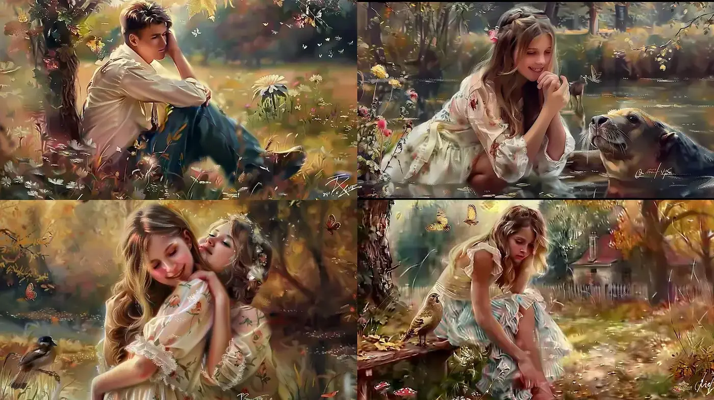 Whimsical, Dreamlike Scenes with Natural Elements - Midjourney sref style