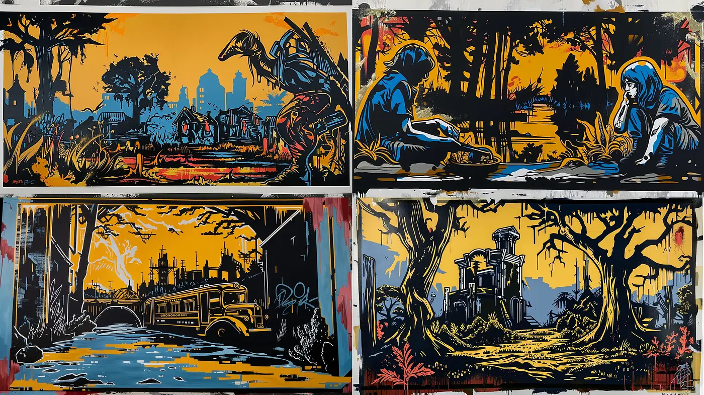 Stark Contrasts and Urban Narratives: A Graphic Novel Approach - Midjourney sref style
