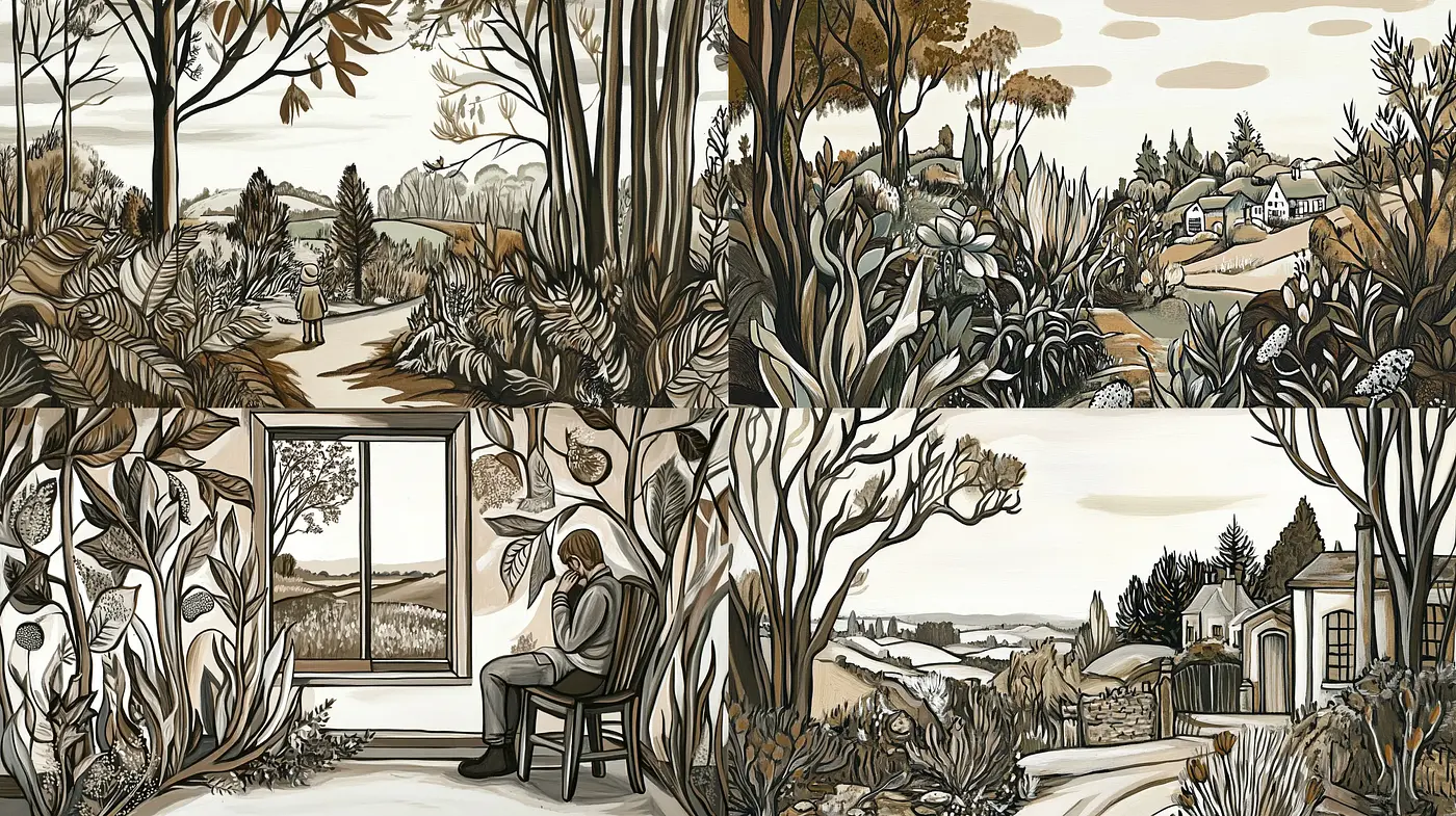 Sepia-toned Pastoral Serenity: A Homage to Woodcut Illustrations - Midjourney sref style