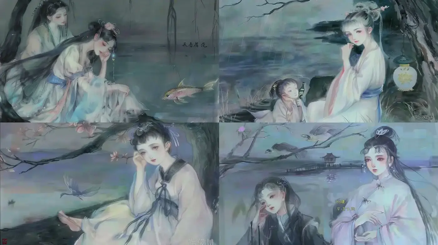 Serene and Ethereal Chinese Illustrations with a Dreamy Aesthetic - Midjourney sref style