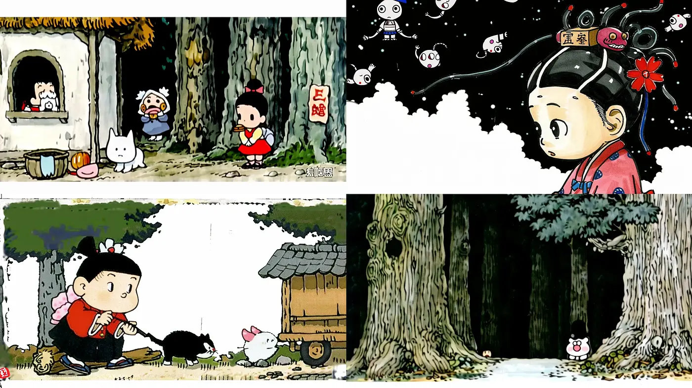 Whimsical Watercolor Anime Blend with Rustic Essence - Midjourney sref style
