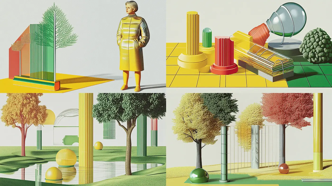 Sunlit Geometric Dreamscape: A Homage to Retro-Futuristic Serenity - Midjourney sref style
