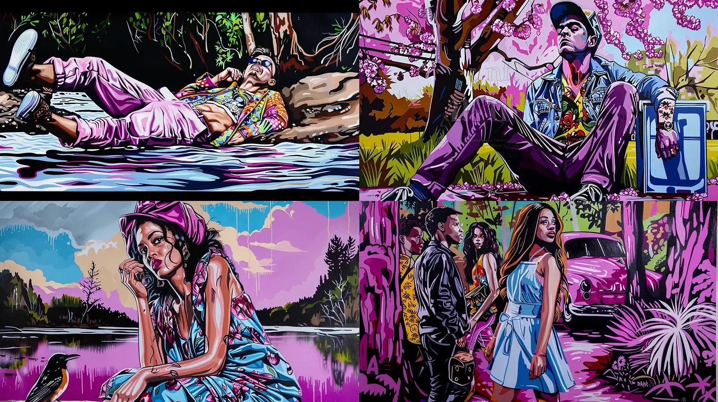 Vibrant Pop Expressionism with Cinematic Overtones - Midjourney sref style