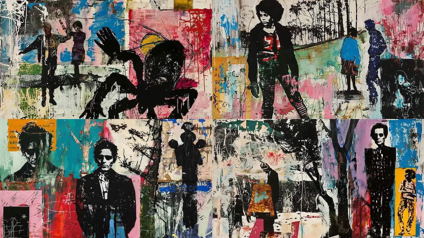 Dynamic Urban Collage with a Vintage Aesthetic - Midjourney sref style