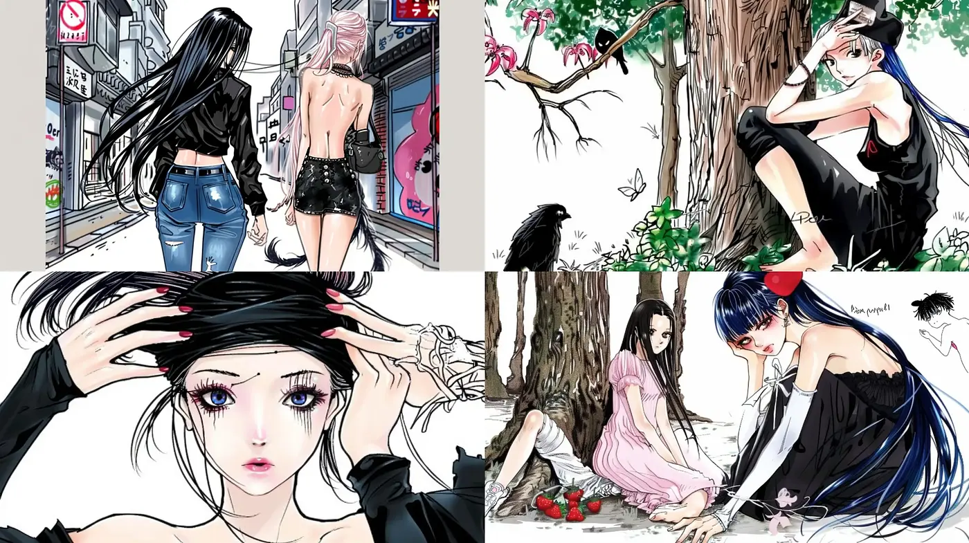 Ethereal Manga-Inspired Illustrative Dreamscape - Midjourney sref style