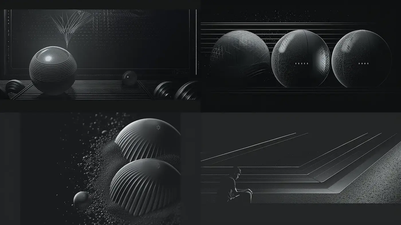 Monochromatic Minimalism with Futuristic Elements - Midjourney sref style