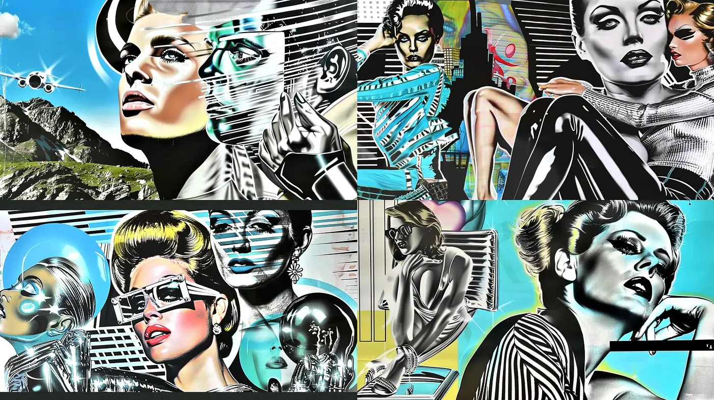 Futuristic Pop Art Fusion with Retro Elements - Midjourney sref style