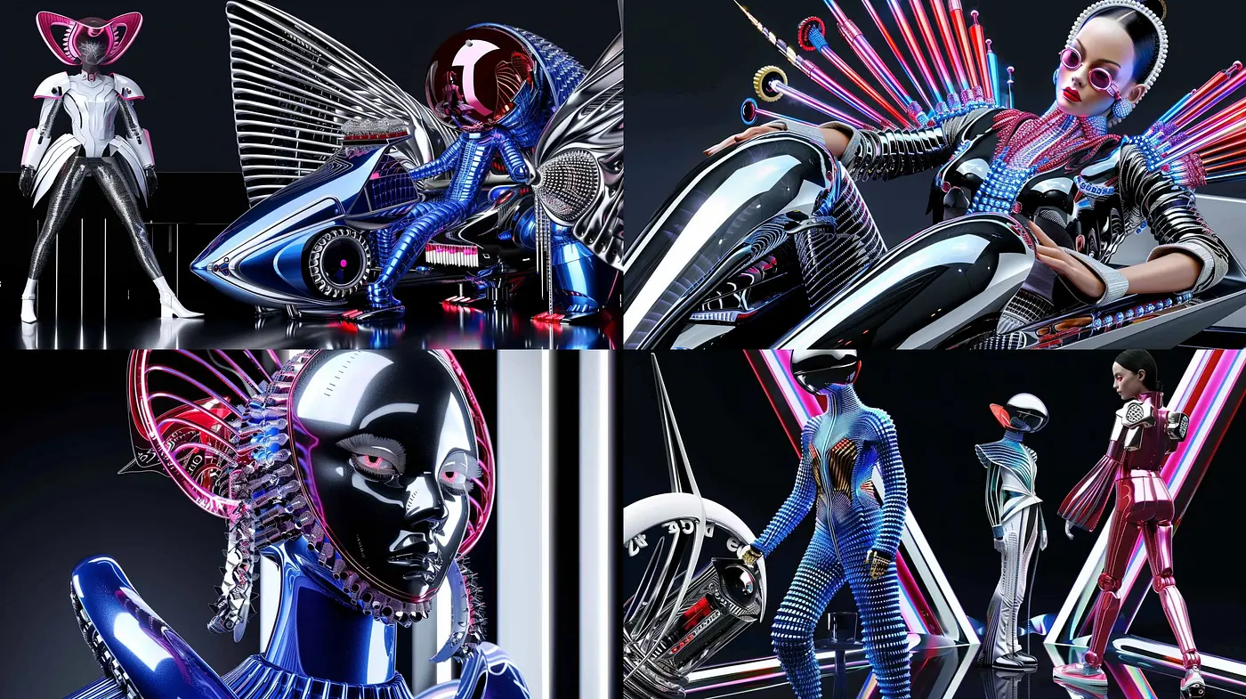 Futuristic Elegance: A Symphony of Glossy Surfaces and Luminous Accents - Midjourney sref style