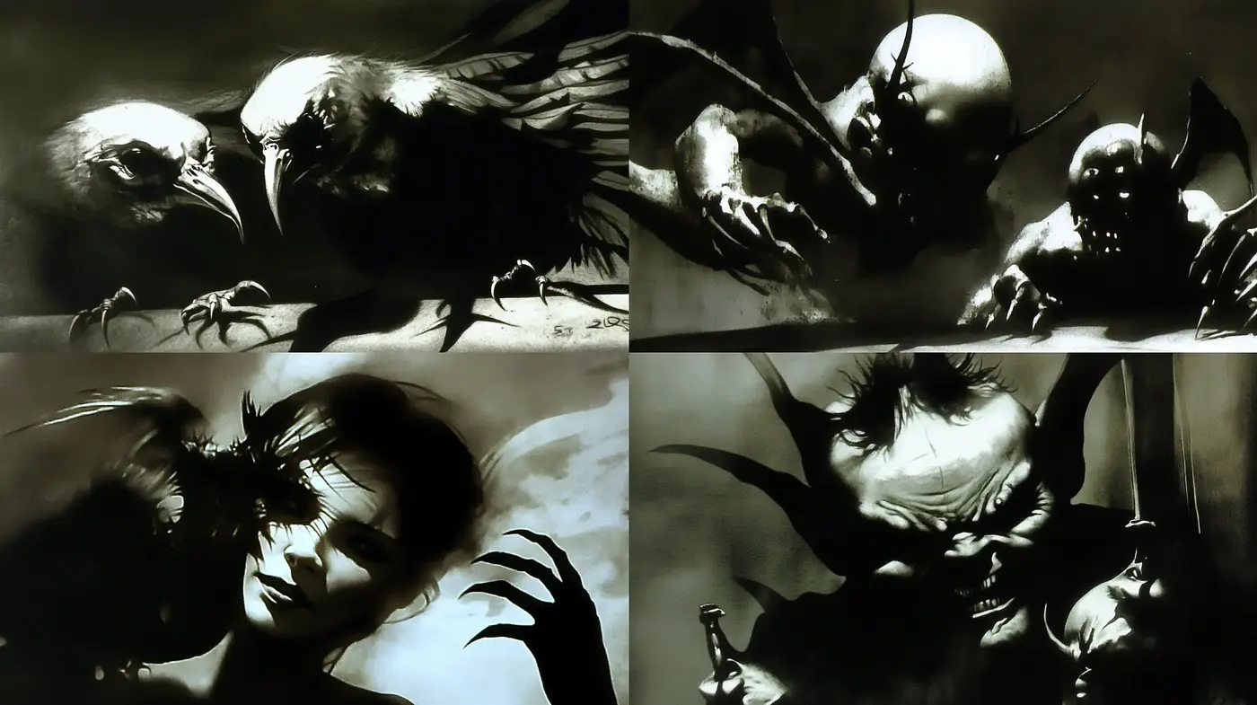 Eerie Monochromatic Transcendence with a Surrealist Influence - Midjourney sref style