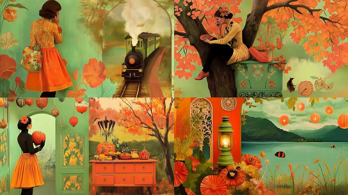 Autumn Dreamscapes: A Warm and Whimsical Fusion of Illustration and Fantasy - Midjourney sref style