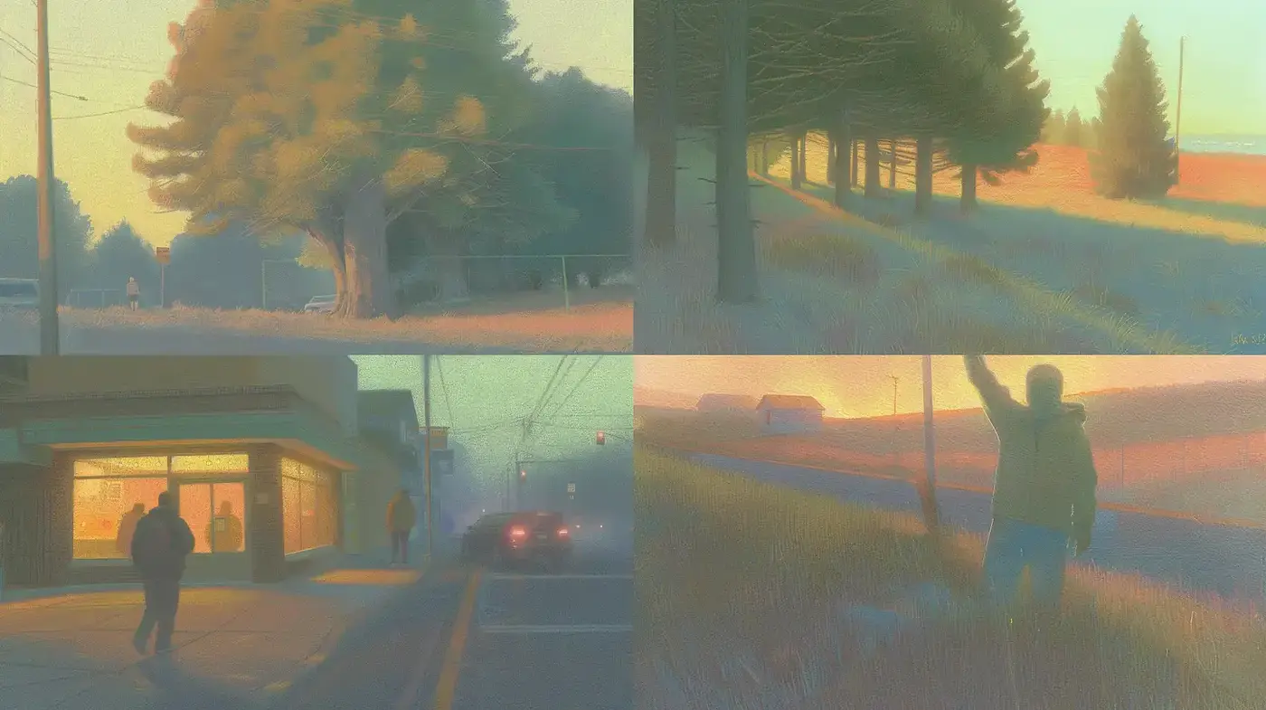 Dreamlike, atmospheric landscapes with a soft focus aesthetic - Midjourney sref style