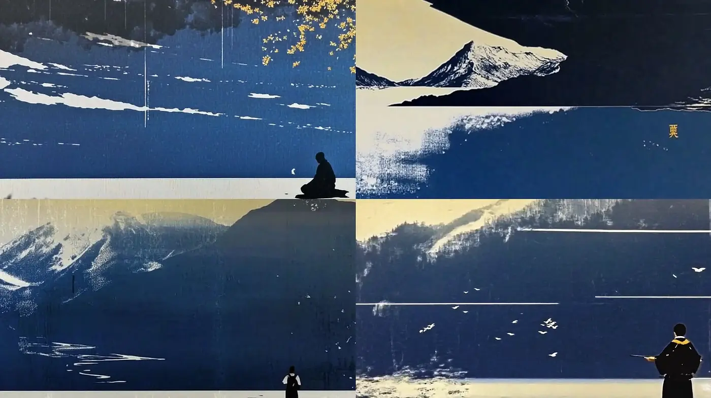Ephemeral Seascapes in Monochromatic Hues with Streaks of Gold - Midjourney sref style