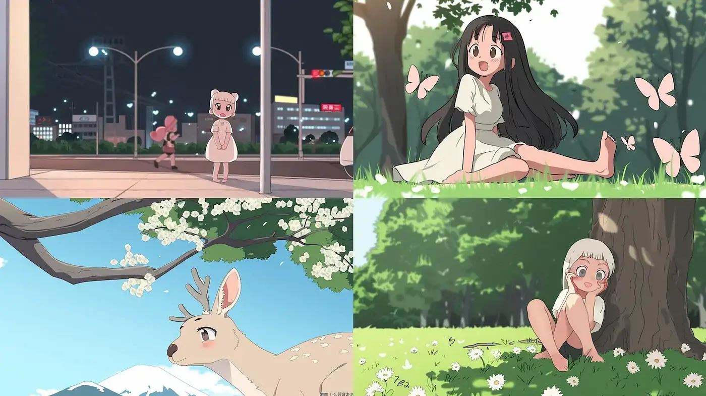 Whimsical and Lively Anime-inspired Aesthetic with a Nature Theme - Midjourney sref style