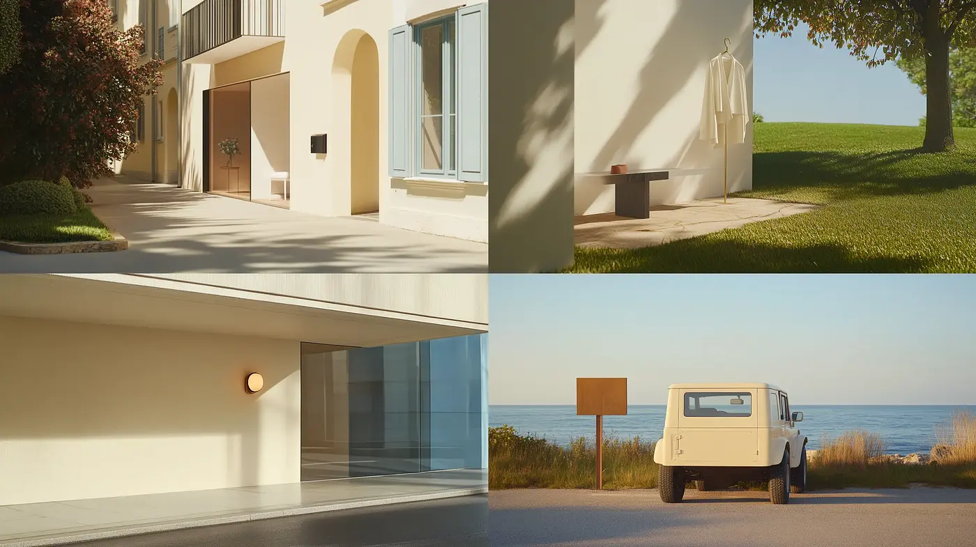 Consistent Serenity in Subtle Hues: A Modernist Interpretation of Idyllic Landscapes and Architecture - Midjourney sref style