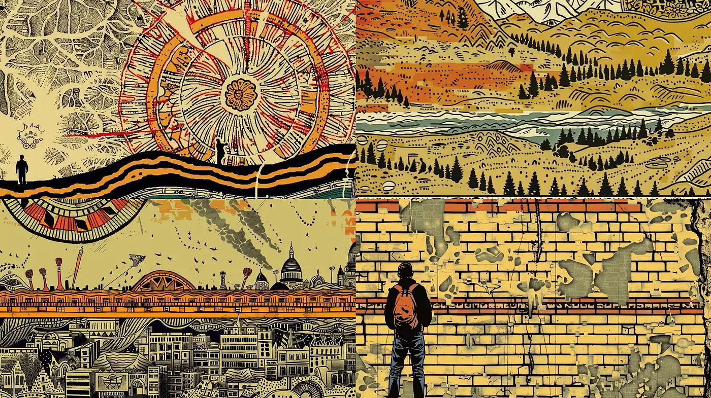 Eclectic Ink Adventure: A Tapestry of Nostalgic Sagas - Midjourney sref style