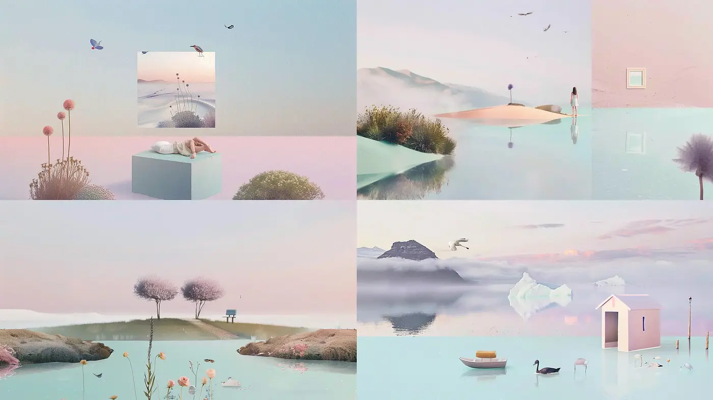 Dreamlike Serenity in Pastel Landscapes - Midjourney sref style