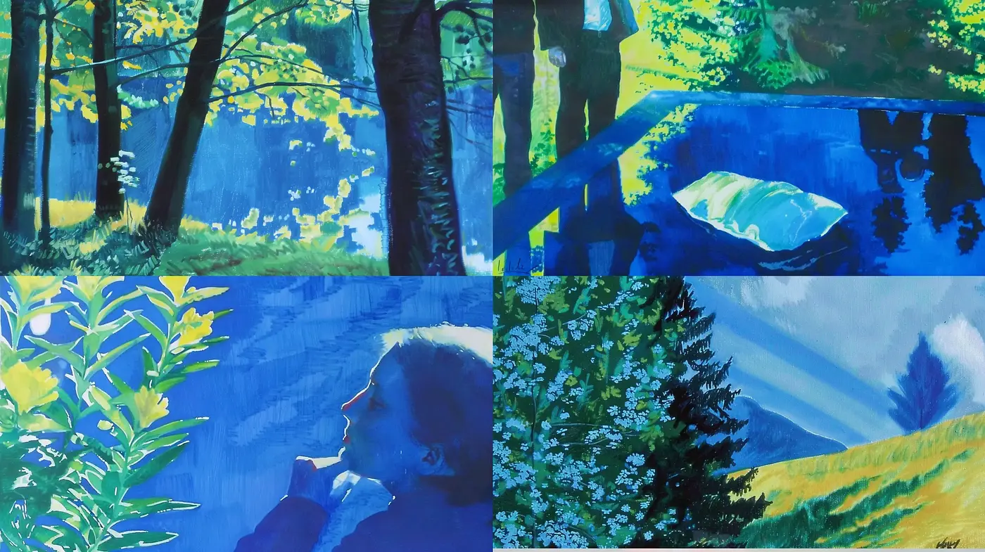 Cerulean Dreamscape: A Harmonious Fusion of Blues and Expressive Brushwork - Midjourney sref style