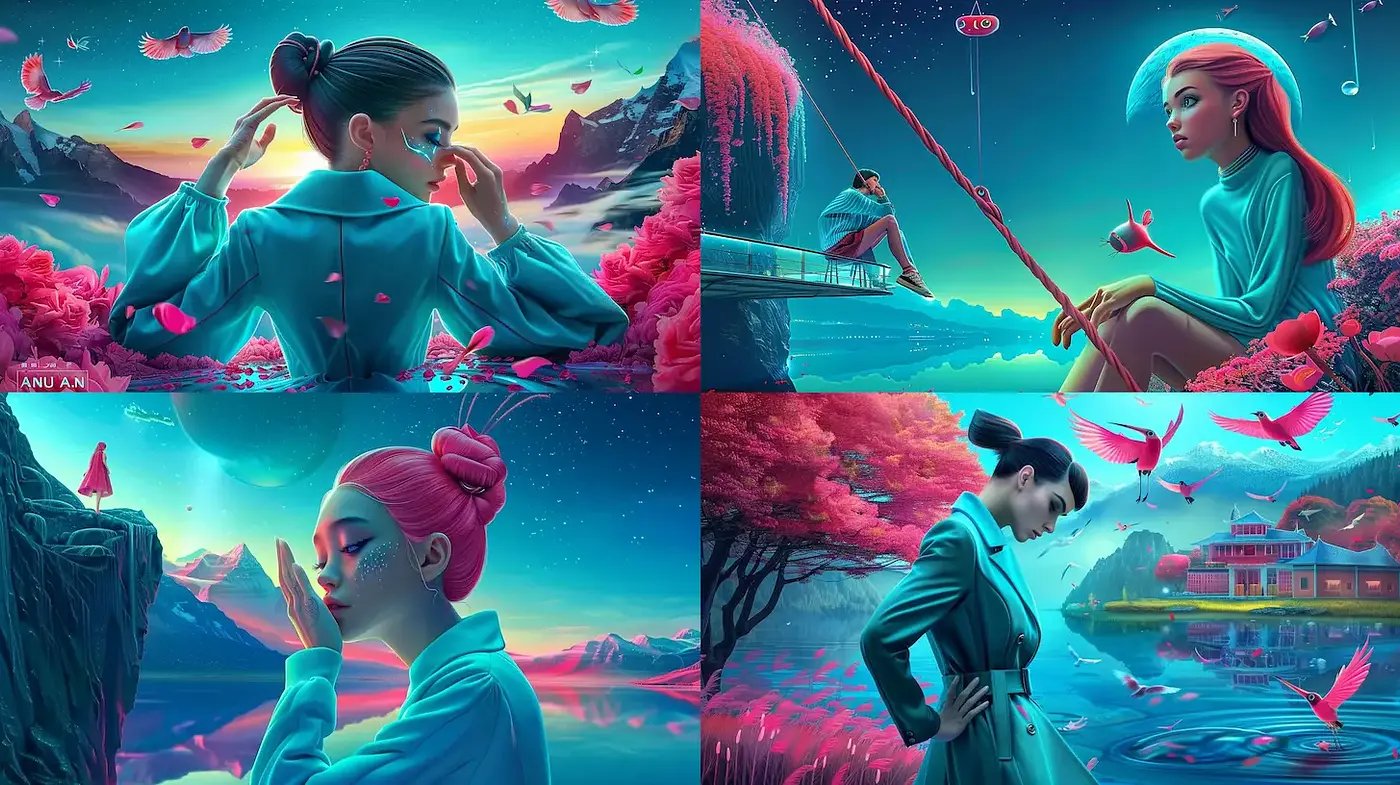 Vibrant Surrealism with Nature and Emotional Depth - Midjourney sref style