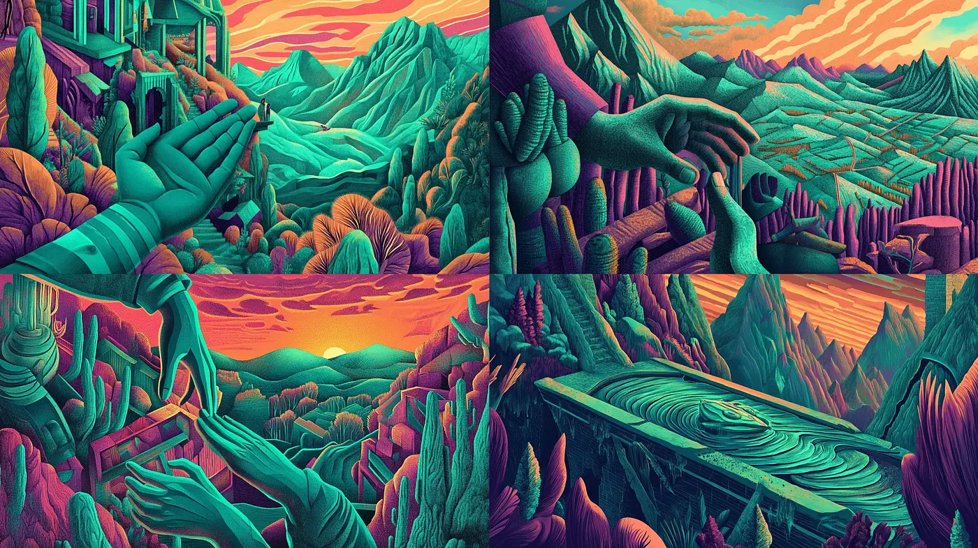 Surreal Chromatic Landscapes - Midjourney sref style