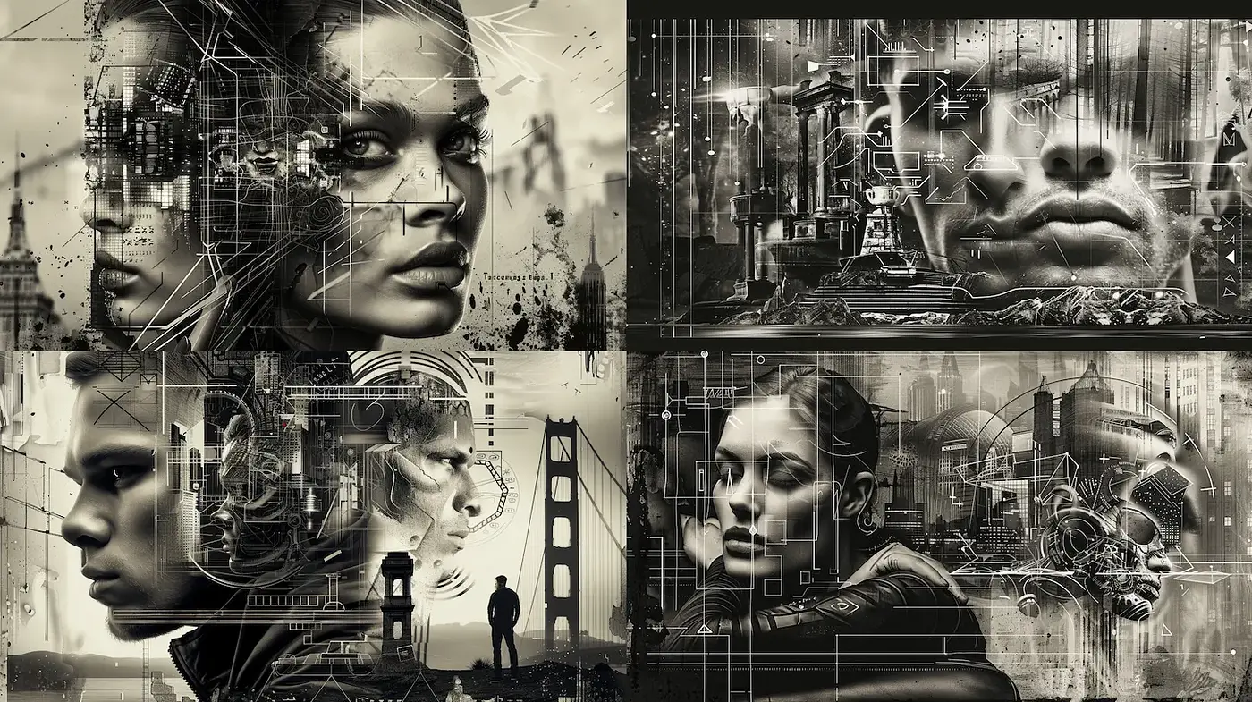 Futuristic Portraits with Abstract Urban Elements - Midjourney sref style