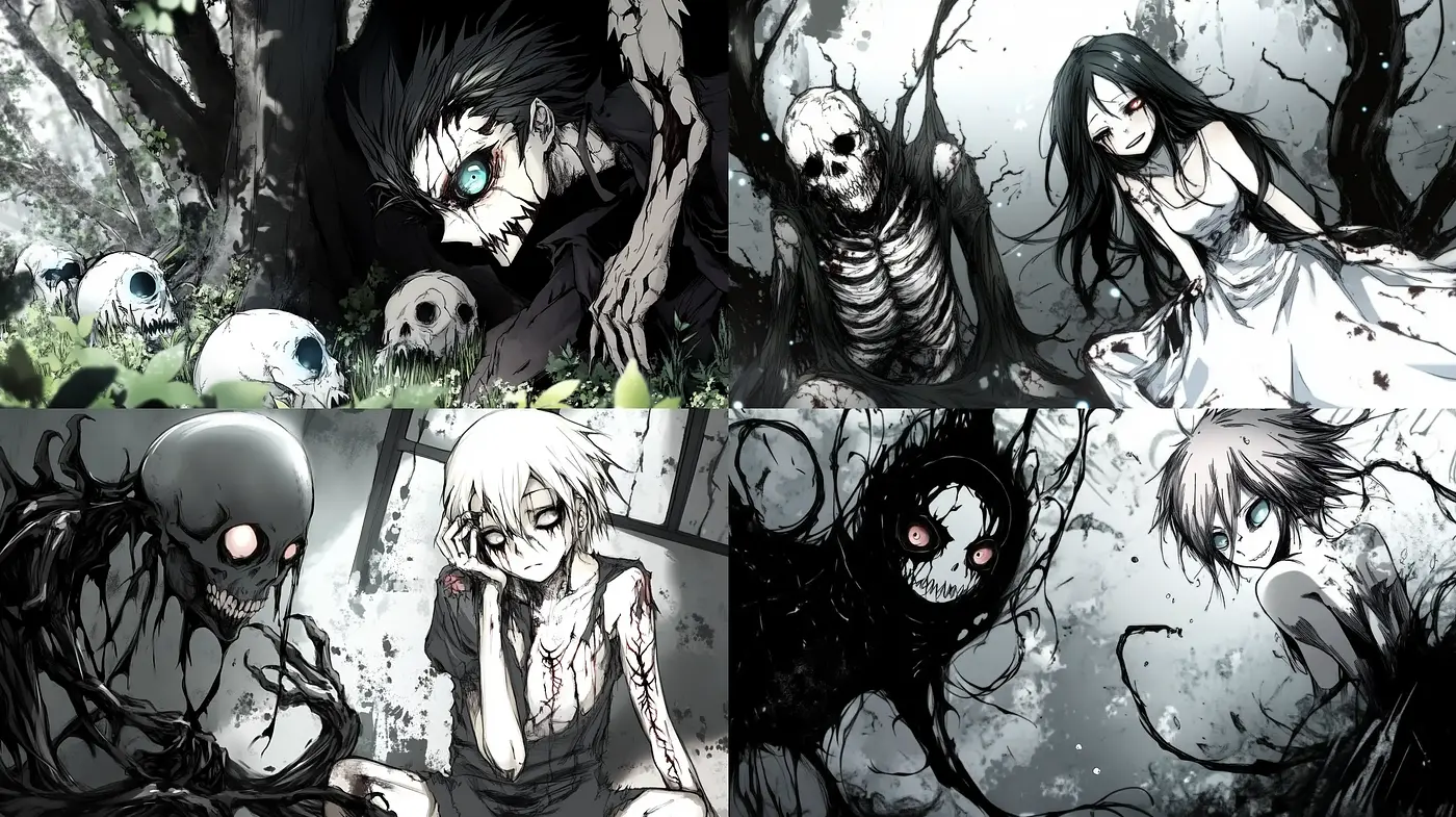 Grim Monochrome Manga-Inspired Visions - Midjourney sref style