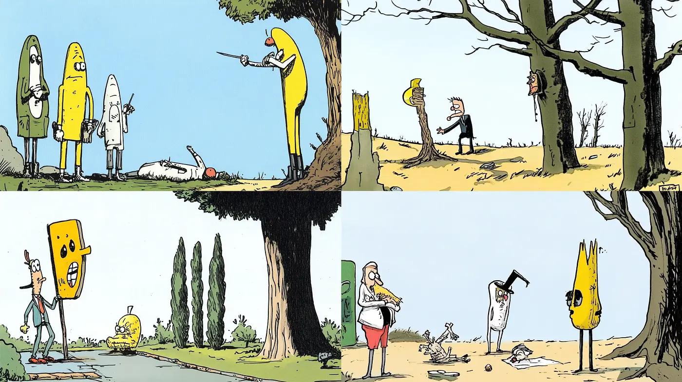 Whimsical Arboreal Expressions: A Modern Interpretation of Anthropomorphic Nature - Midjourney sref style