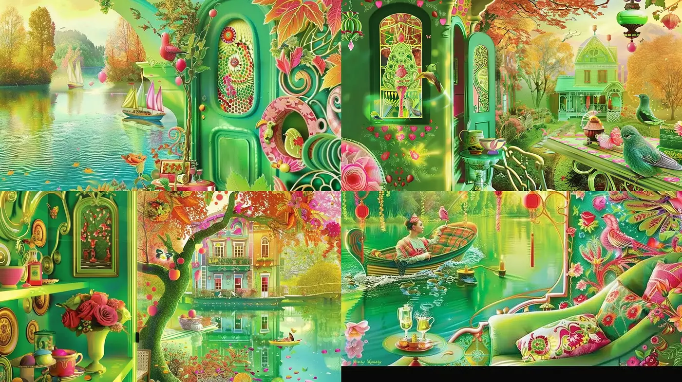 Enchanted Lush Gardens of Serene Vivacity - Midjourney sref style