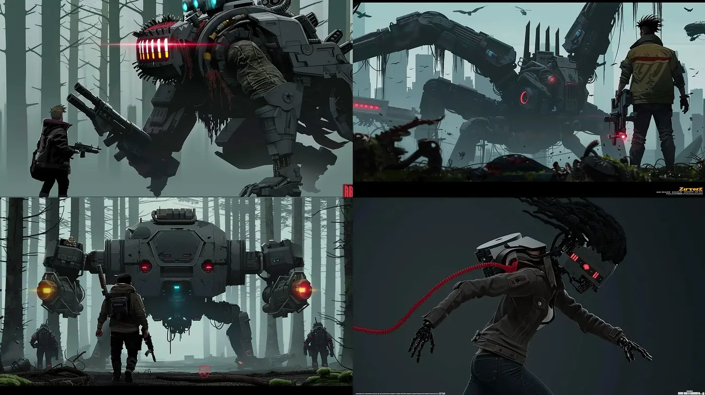 Futuristic Dystopian Mechs in a Muted Palette - Midjourney sref style