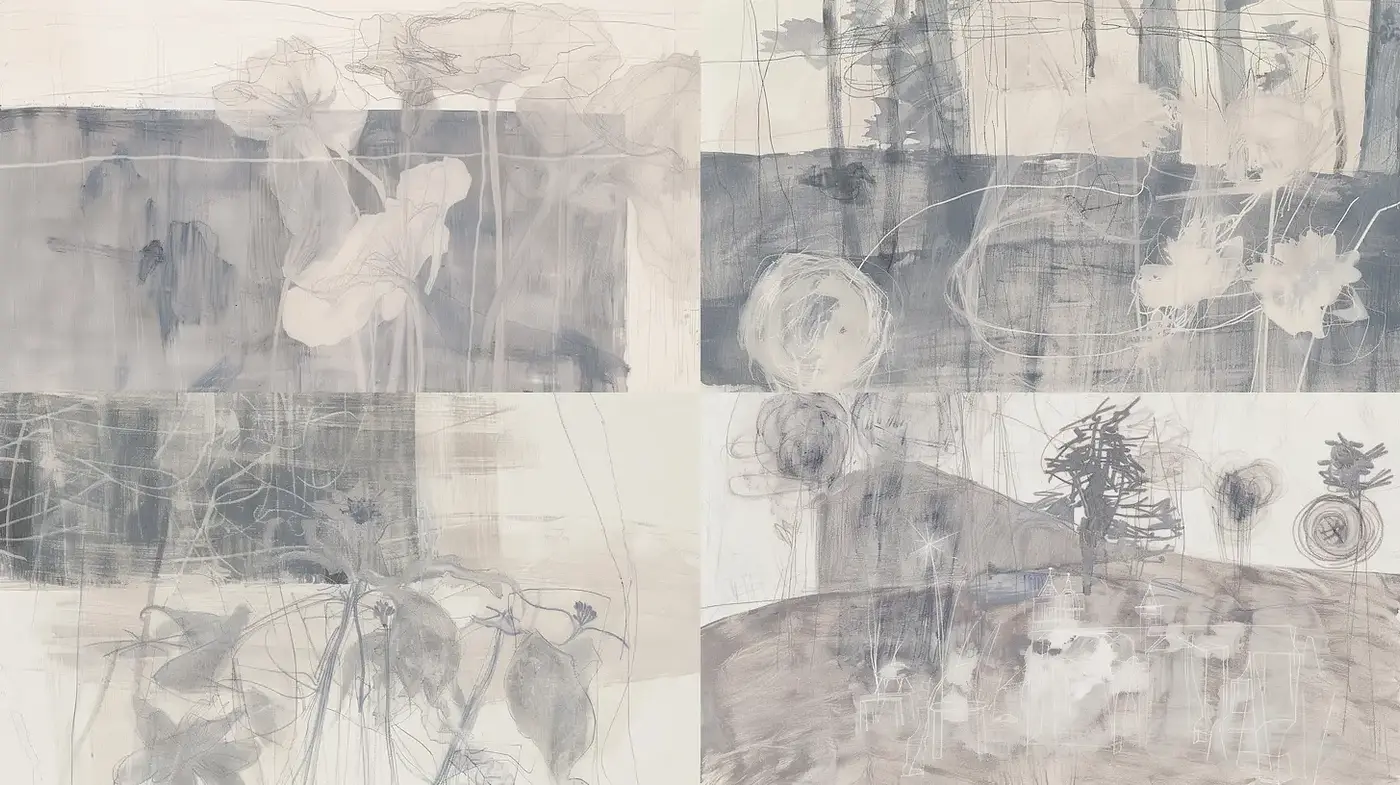 Ethereal Minimalism with Subtle Brushwork and Monochromatic Tones - Midjourney sref style