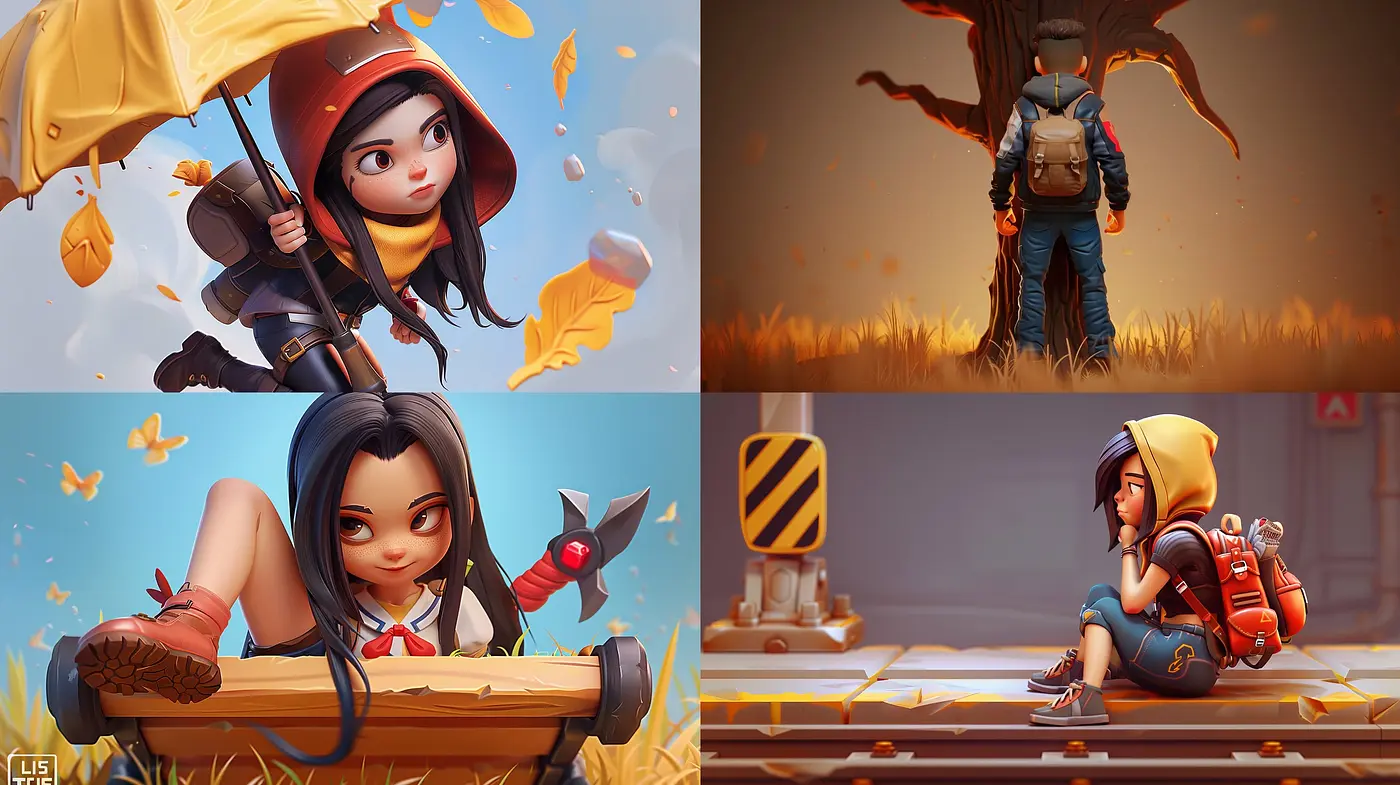 Autumnal Adventure in Stylized Animation - Consistent Tones and Textures Across Seasons and Stories - Midjourney sref style