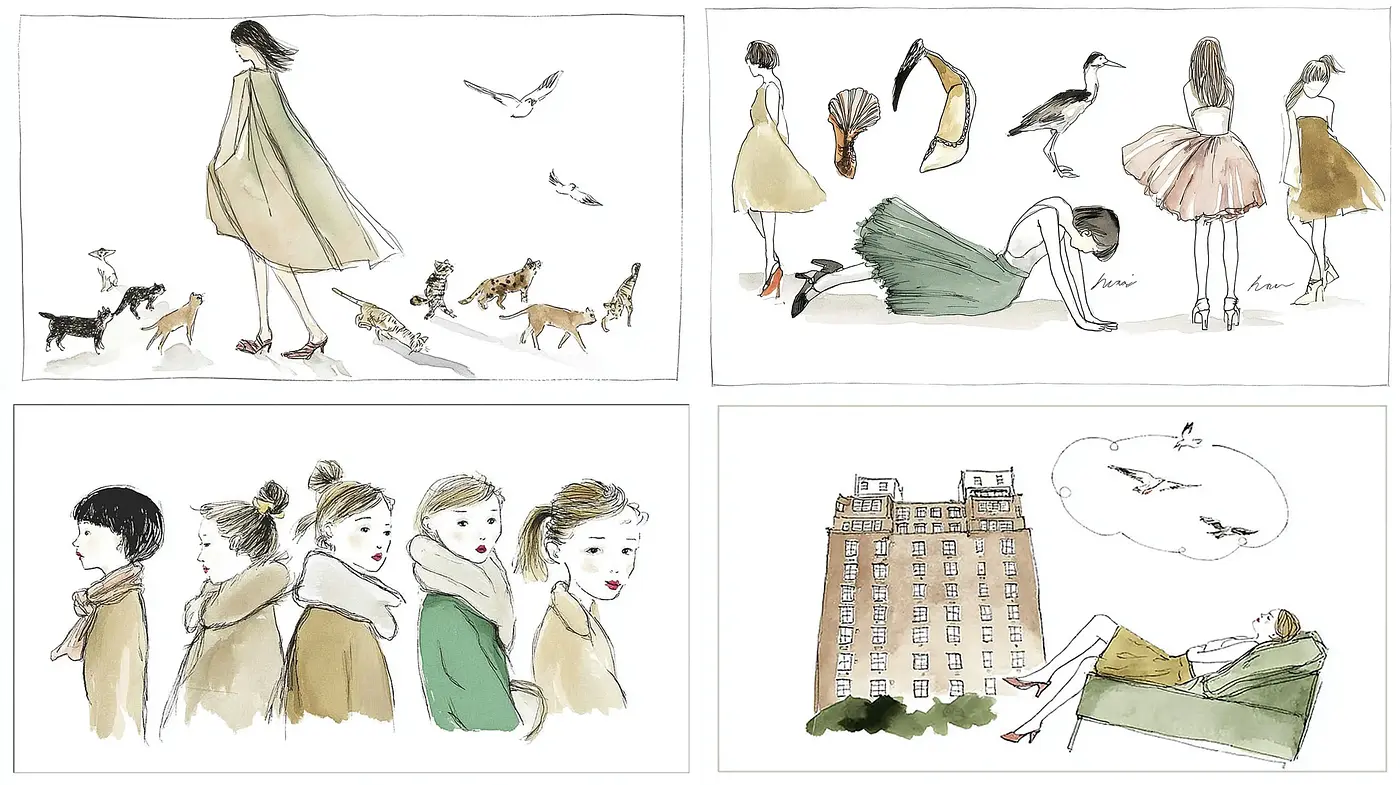 Charming and ethereal illustration style with muted elegance and subtle details - Midjourney sref style
