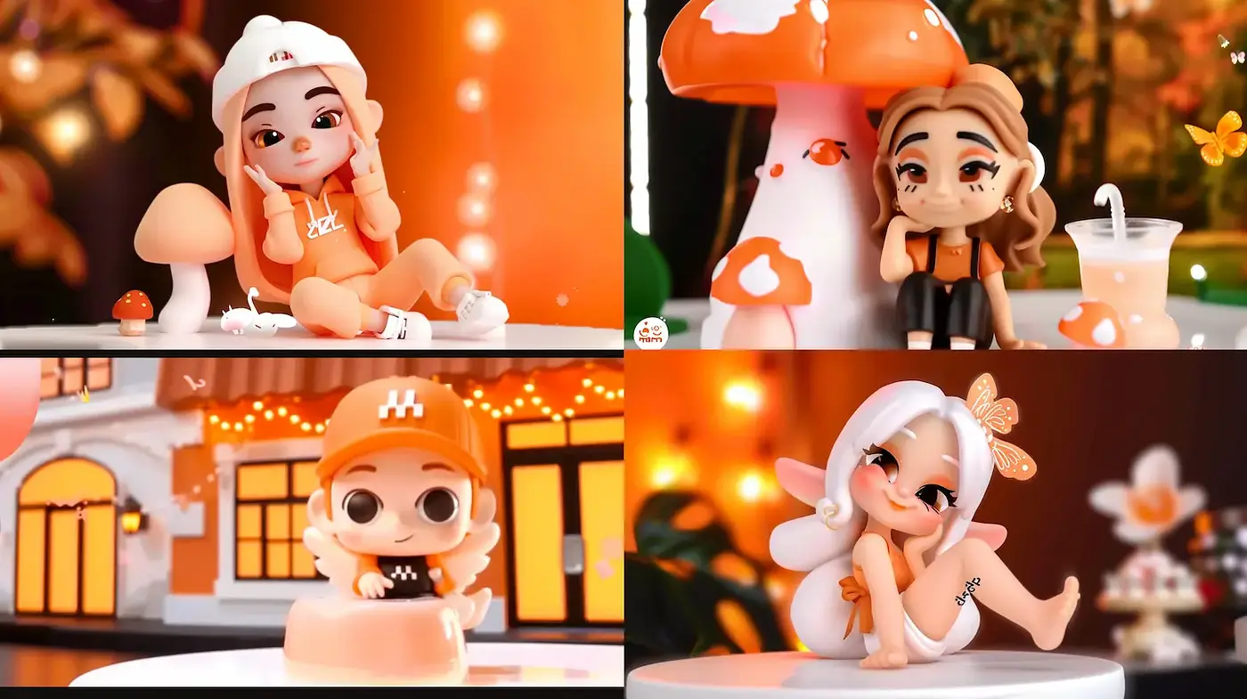 Playful and Whimsical Character Design with Vibrant Colors - Midjourney sref style