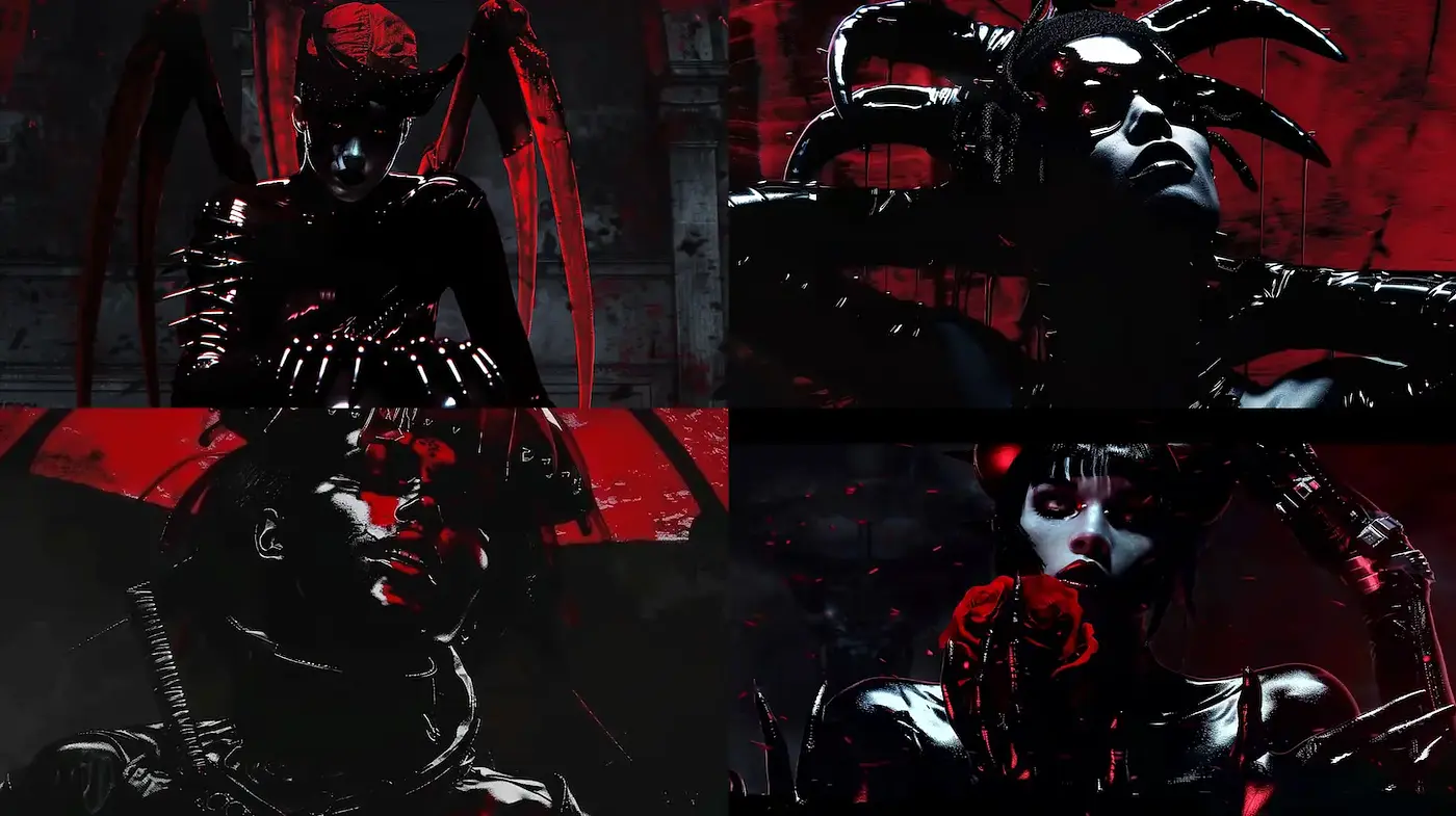 Bold and Striking Cyberpunk Aesthetic with Surreal Elements - Midjourney sref style