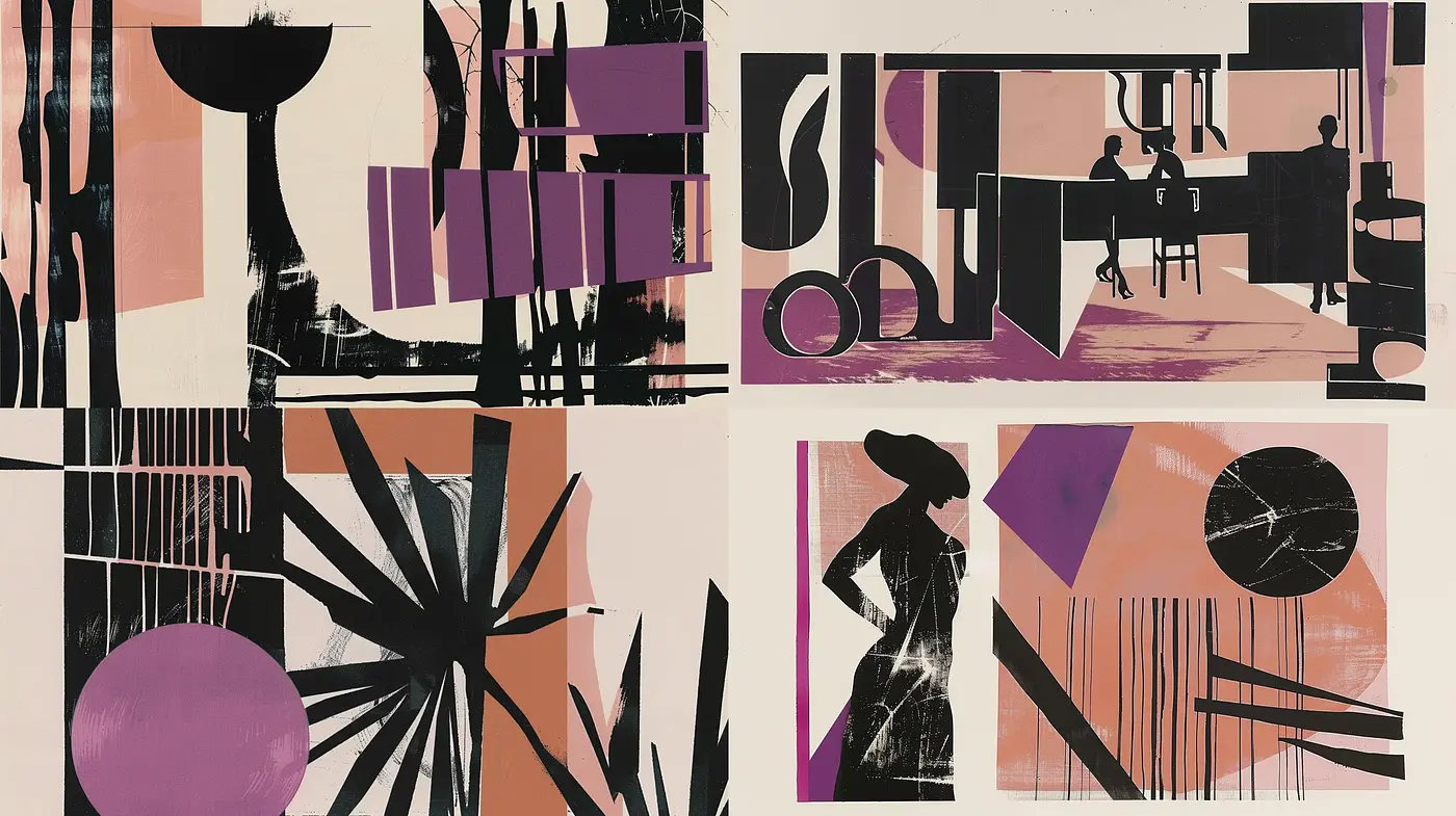 Postmodern Geometric Abstraction in Muted Tones - Midjourney sref style