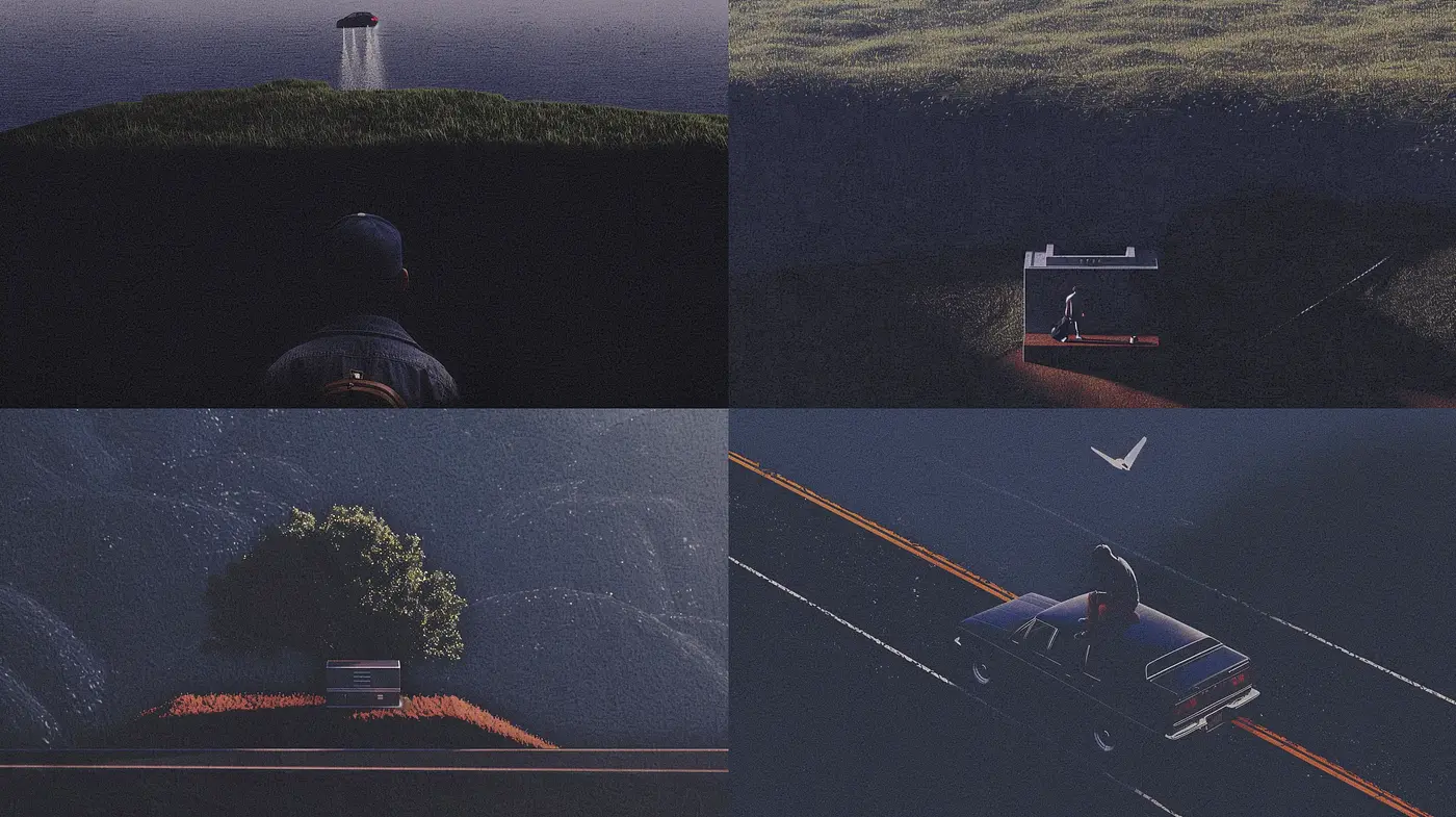 Ethereal Dusk: A Subdued and Cinematic Dreamscape - Midjourney sref style