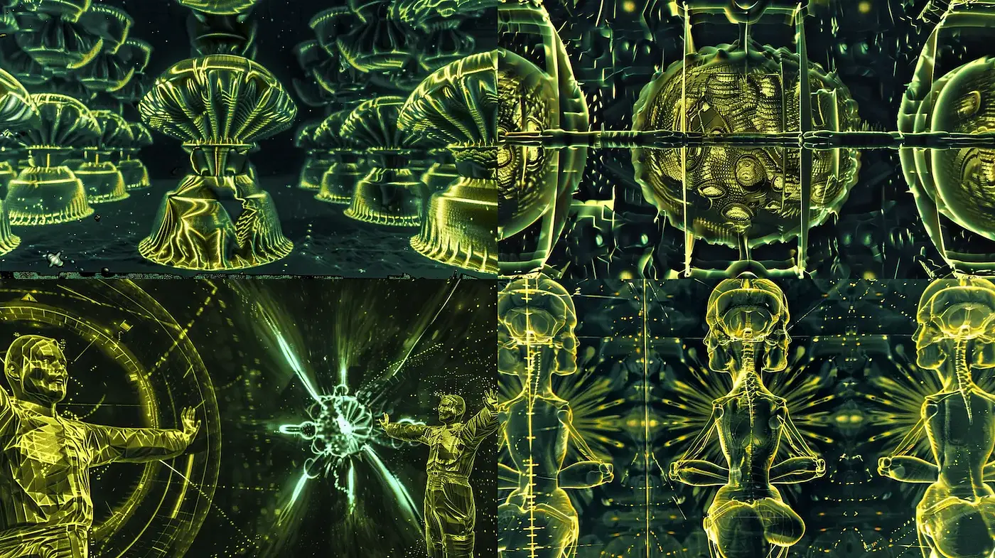 Futuristic Neon Exploration with a Kaleidoscopic Feel - Midjourney sref style