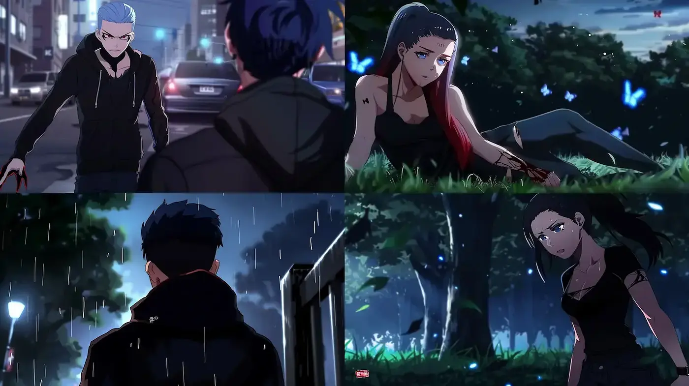 Nocturnal Elegance in Urban Anime-inspired Visions - Midjourney sref style