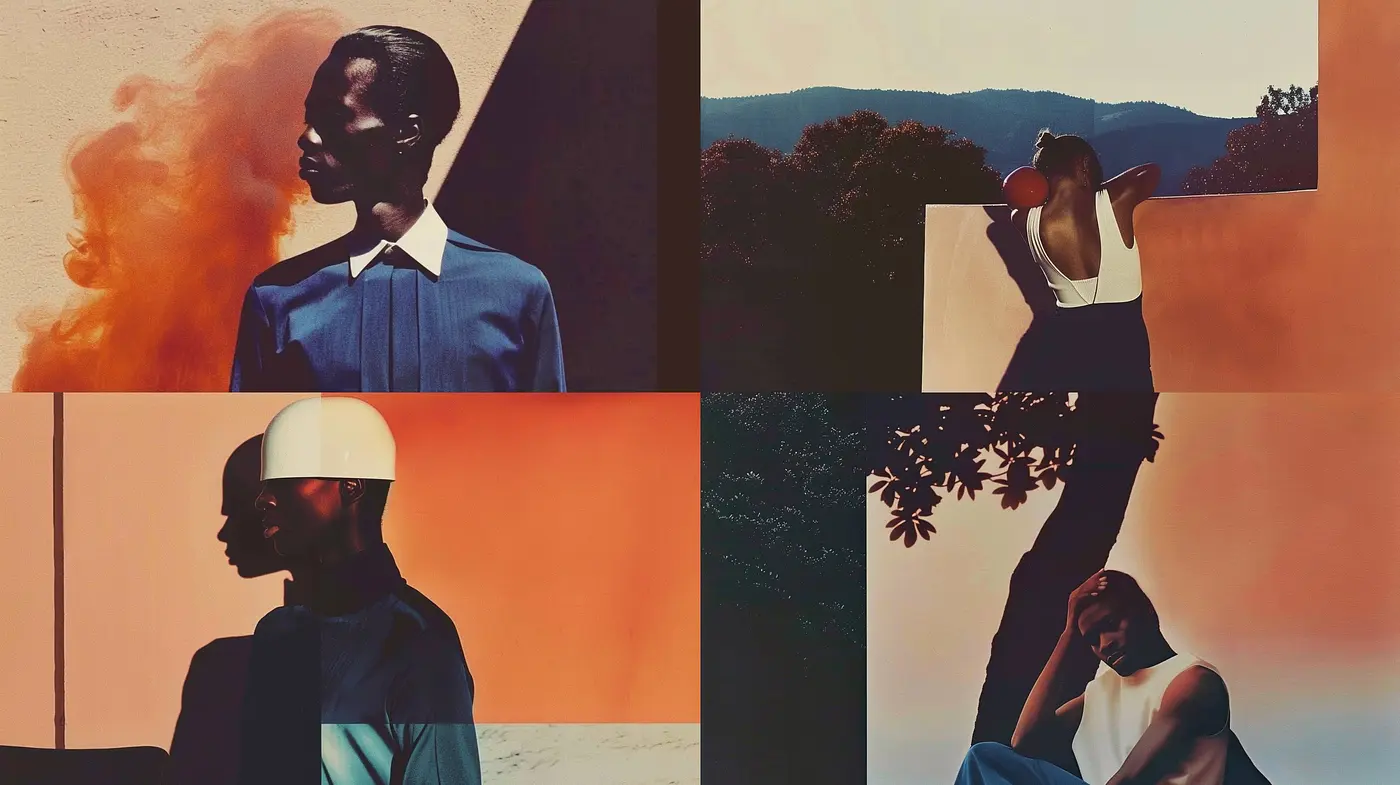 Sunset Silhouettes: A Fusion of Shadow and Warmth in Graphic Minimalism - Midjourney sref style