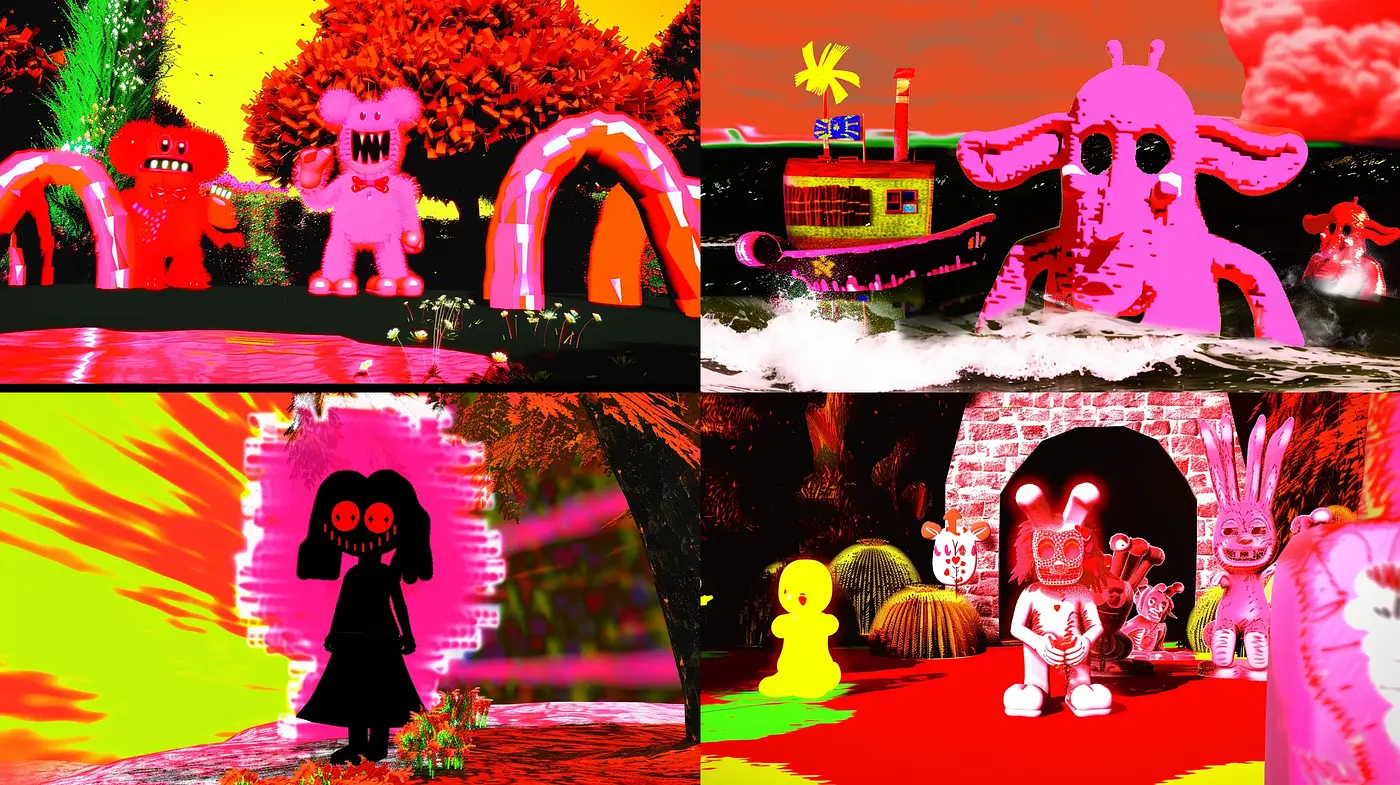 Psychedelic Neon Dreamscape with Surrealist Undertones - Midjourney sref style
