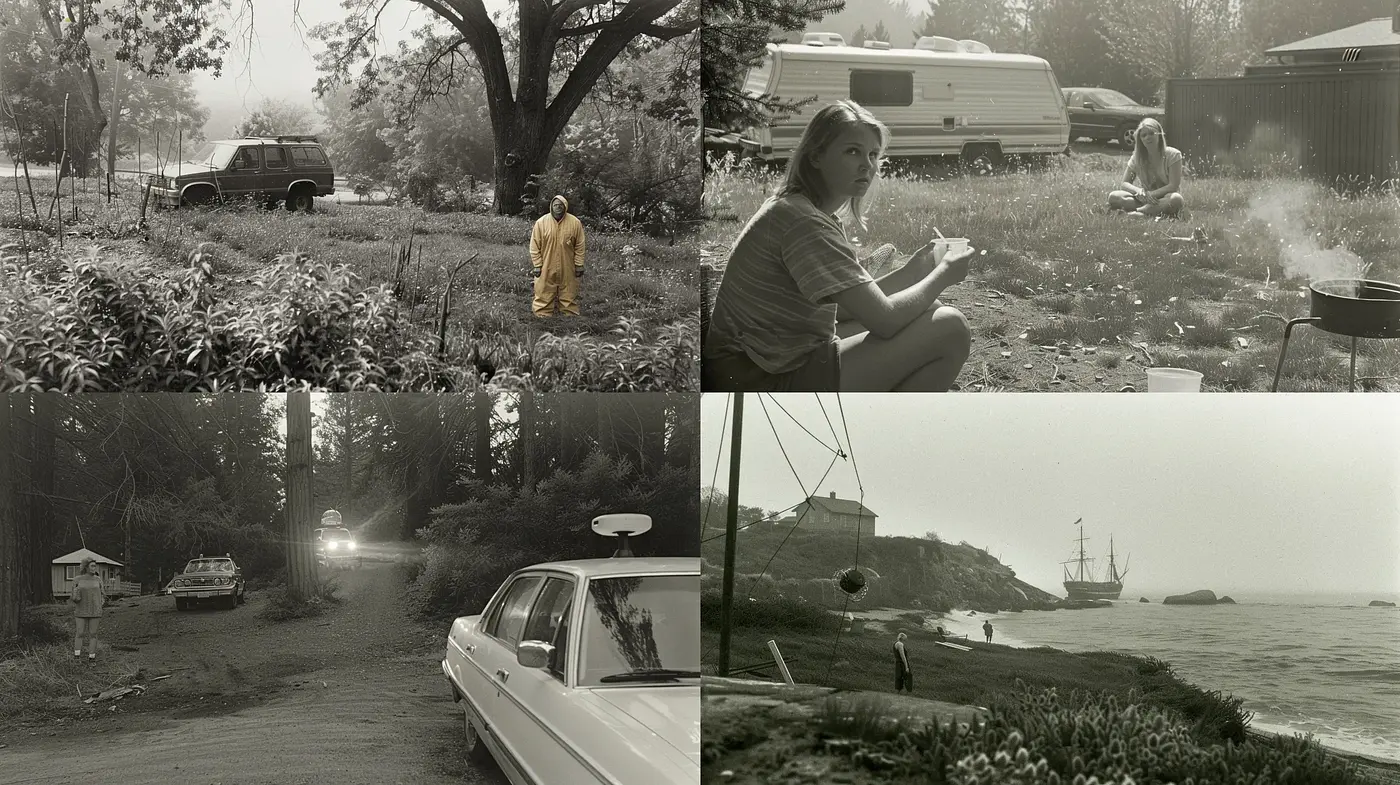 Ethereal Monochrome Nostalgia: A Homage to Bygone Days through Timeless Grayscale - Midjourney sref style
