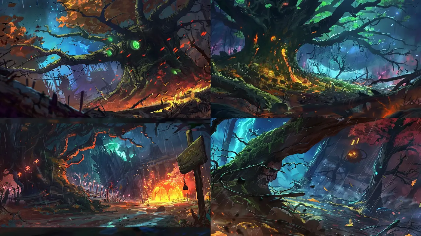 Enchanted Forests of Whimsical Hues: A Fusion of Fantastical Chromatism and Organic Forms - Midjourney sref style