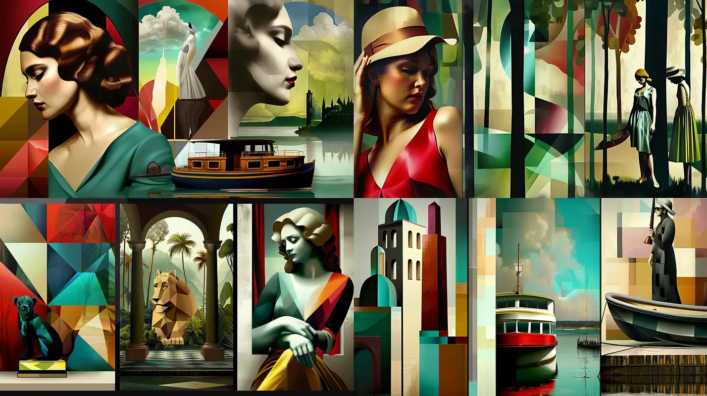 Geometric Mosaic Fusion with Art Deco Elegance - Midjourney sref style