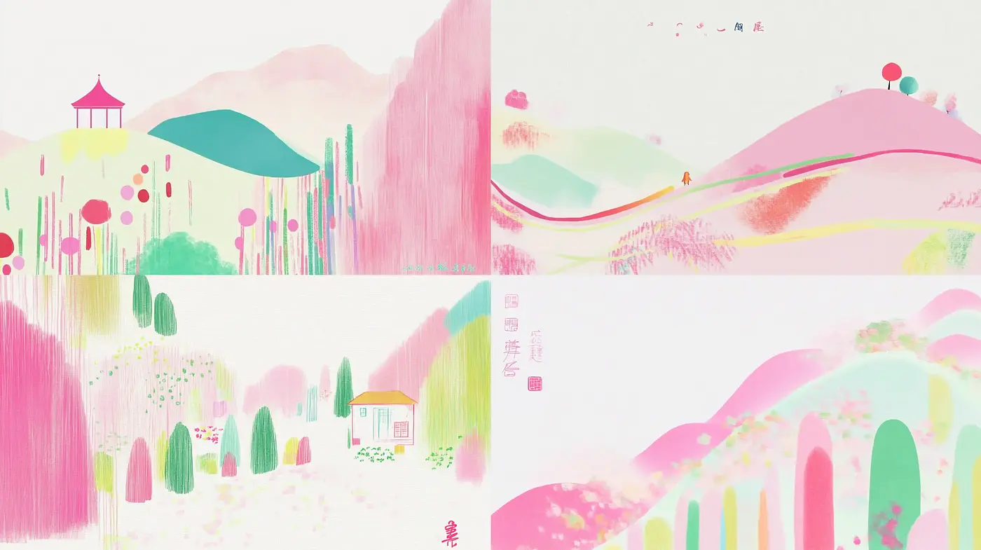 Pastel Dreamscape Fusion with Oriental Essence - Midjourney sref style