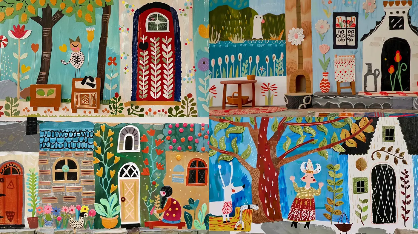 Charming Folkloric Vignettes: A Tapestry of Whimsical Narratives - Midjourney sref style